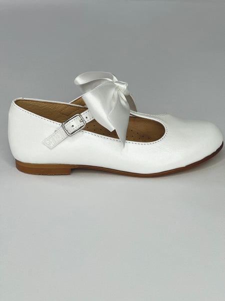 Catherine T-Bar Mary Jane in Pearl White Leather