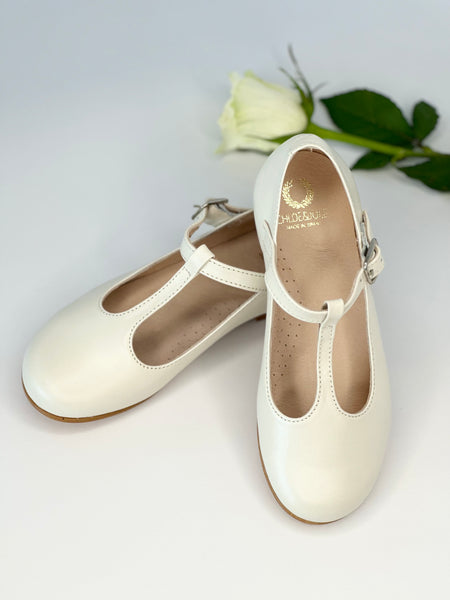 Chloe T-Bar Mary Jane Bone Leather