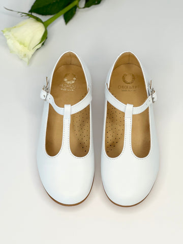 Chloe T-Bar Mary Jane White Leather