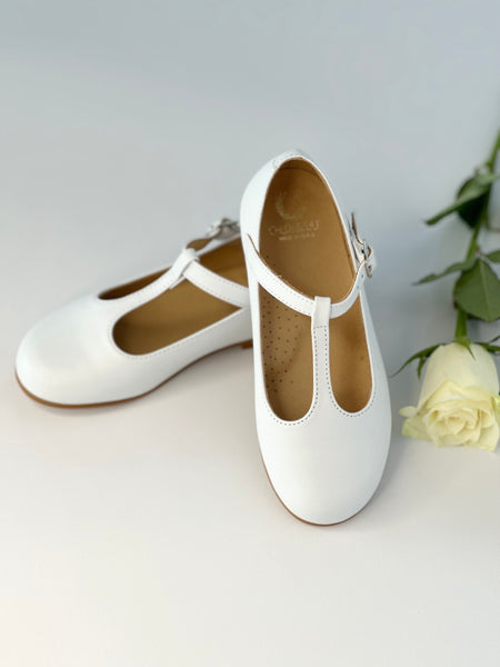 Chloe T-Bar Mary Jane White Leather