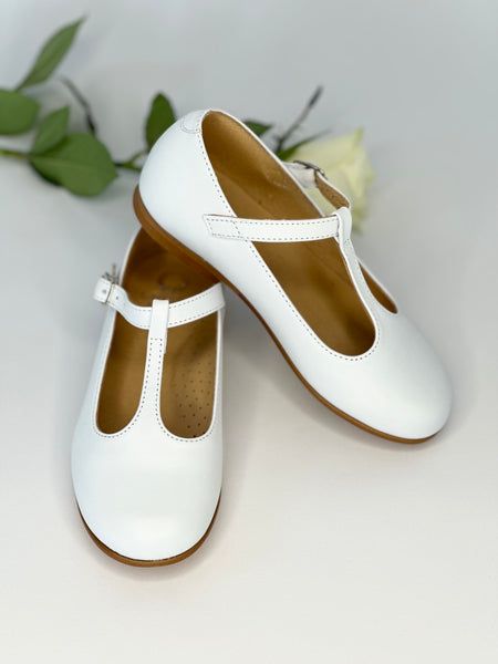 Chloe T-Bar Mary Jane White Leather
