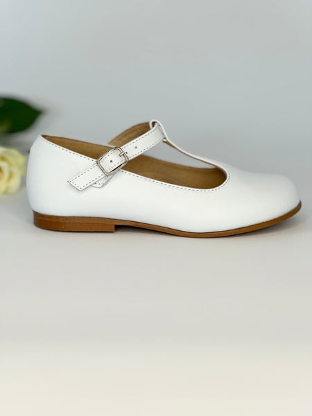 Chloe T-Bar Mary Jane White Leather