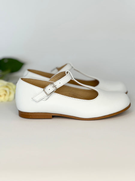 Chloe T-Bar Mary Jane White Leather