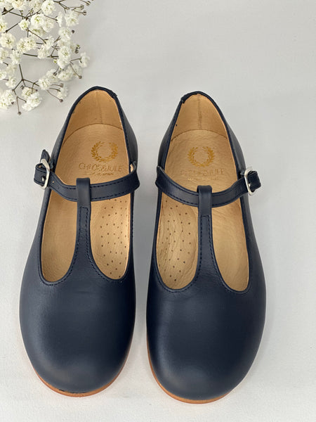 Chloe T-Bar Mary Jane Navy Leather
