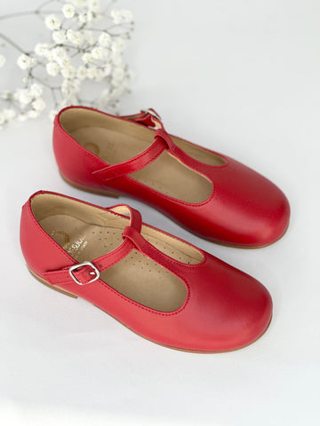 Chloe T-Bar Mary Jane Red Leather