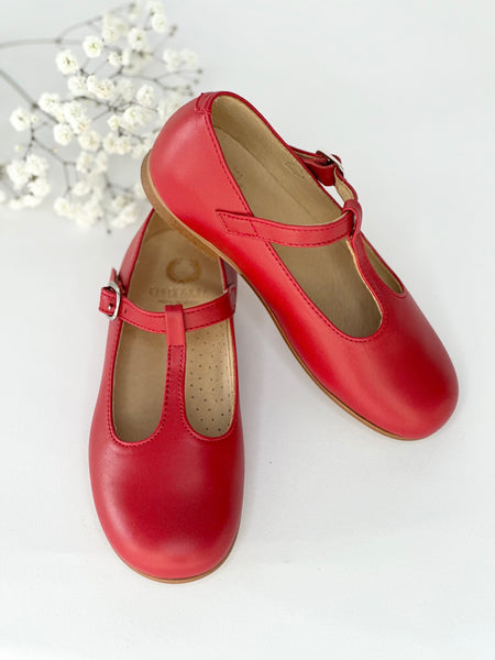 Chloe T-Bar Mary Jane Red Leather