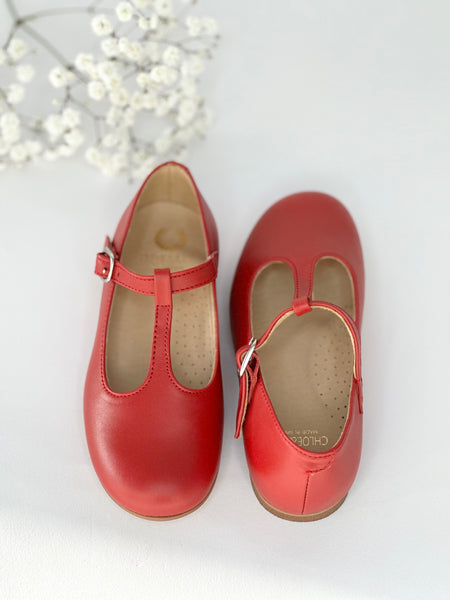 Chloe T-Bar Mary Jane Red Leather