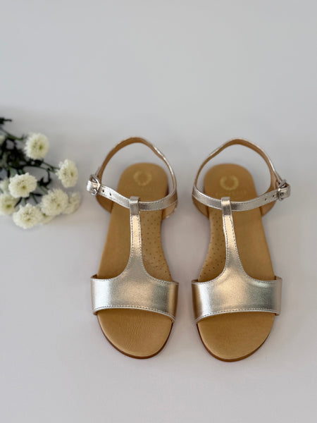 Chloe T-Bar Sandal Champagne Gold