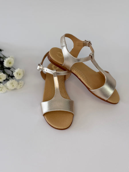 Chloe T-Bar Sandal Champagne Gold