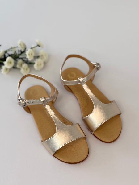 Chloe T-Bar Sandal Champagne Gold