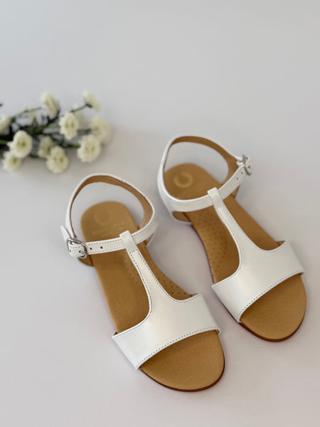 Chloe T-Bar Sandal White