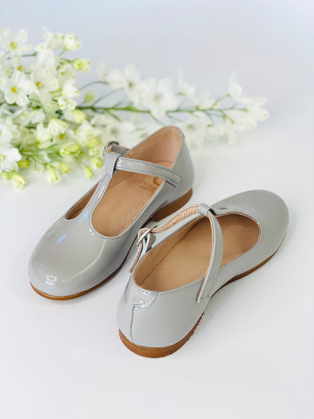 Chloe T-Bar Mary Jane Dove Grey Patent Leather