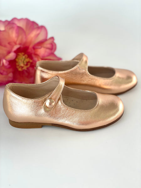 Aria Mary Jane Rose Gold Leather