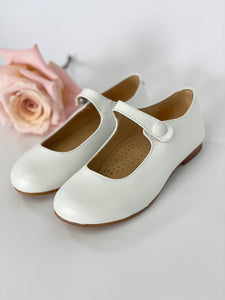 Aria Mary Jane Pearl White Leather